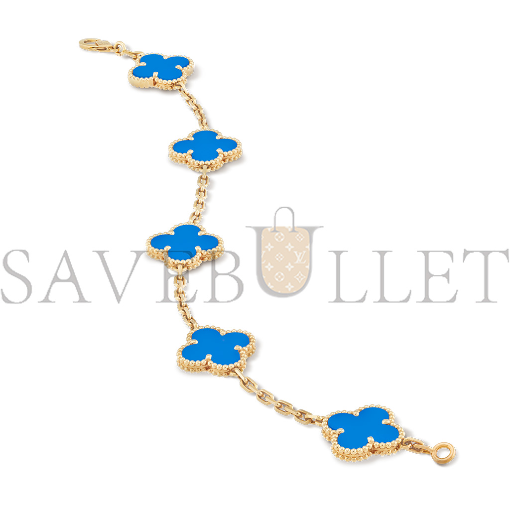 VAN CLEEF ARPELS VINTAGE ALHAMBRA BRACELET, 5 MOTIFS - YELLOW GOLD, AGATE VCARP34900 VAN CLEEF ARPELS VINTAGE ALHAMBRA BRACELET, 5 MOTIFS - YELLOW GOLD, AGATE VCARP34900